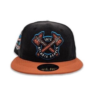 NWT Sz 7 1/4 Block Corduroy ATL Braves Rust, Blue Bottom 2017 Inaugural Season